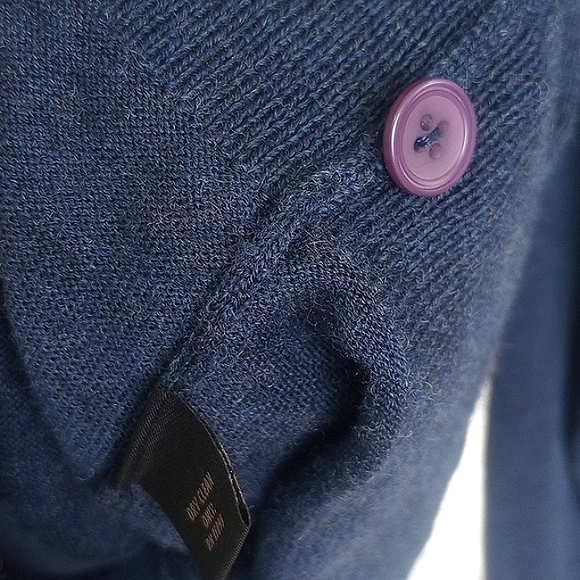 STRUCTURE Extra Fine Italian Merino Wool Blue Cardigan Size M Slim Fit EUC - Picture 5 of 7